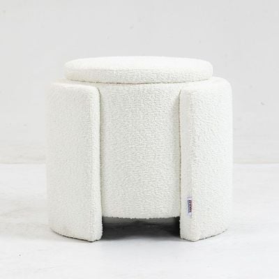 Bergman Fabric Storage Ottoman - White - With 2-Year Warranty